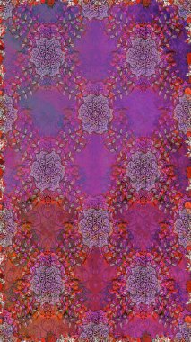 Küçük mor çiçeklerle oldukça eski bir besin torbası deseni. Tekstil, kumaş, kapaklar, duvar kağıtları, baskı, naylon, yapıştırma, örgü, dekupaj için çiçeksiz arkaplan.