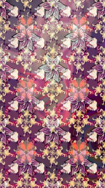 Küçük çiçekteki sevimli çiçek deseni. Mor renkte çiçekler.