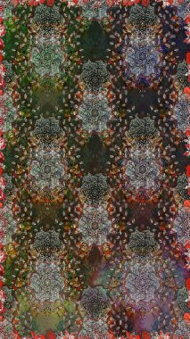 Çiçek deseni. Renkli Bahar Temalı Kusursuz Arkaplan. Düz Çiçek Elementleri Tasarımı. Raster illüstrasyonu. Kusursuz Chichi kumaş deseni..