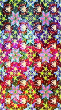 Eskiz geçmişi. Eski usul. Tomurcukları papatya çiçekleri olan sevimli bir çiçek deseni. Miles Fleur, süslü püslü bir süs. Kumaş, tekstil, duvar kağıdı baskısı için. Raster illüstrasyonu.