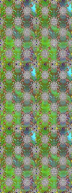 Elle boyanmış suluboya, dikişsiz çiçekler ve bitkiler. Yeşil renkte çiçekler.