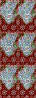 Yatak çarşafları, ceket, paket tasarımı, kumaş ve moda kavramları için tekstil baskısı. Çiçekleri, deniz kabukları, mandalaları ve suluboya efektleriyle donanma geçmişi. Kusursuz etnik tasarım.