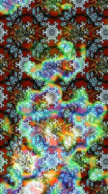 Mavi ve yeşil renkli çiçekler. Raster illüstrasyonunda çiçek deseni çizimi.