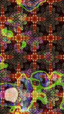 Renkli Bahar Teması eskiz kalıbı. Sevimli çiçek raster deseni. Kahverengi ve siyah renkli çiçekler. Düz Çiçek Elementleri Tasarımı.