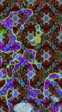 Raster illüstrasyonu. Yumuşak, bahar çiçekleri mavi ve kahverengi renklerde. Raster çiçek desenli ve çiçekli..