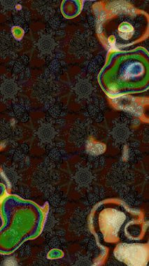 Raster çiçek desenli çiçek deseni, yapraklar, dekoratif elementler, sıçrama, lekeler, el çizimi kontur çizgileri ve Doodle çizim stili, grafik raster çizim çizimi.