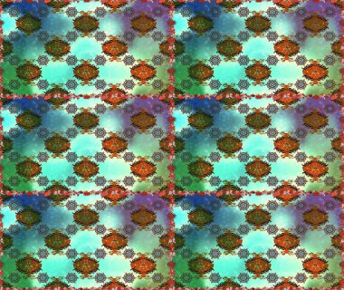 Raster düz çiçekleri pürüzsüz desen. Mavi ve yeşil renkli çiçekler. Tasarım hediye paketi, tebrik kartları, posterler ve afiş tasarımı.