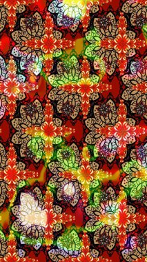 Güzel çiçek deseni. Düz Çiçek Elementleri Tasarımı. Kırmızı ve siyah renkte çiçekler. Renkli Bahar Teması çizim şablonu.