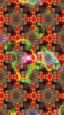 Robot resim tarzı kırmızı ve bej renkler. Şirin karalamalı çiçek desenli çizim. Raster illüstrasyonu. El yapımı çiçek ve bitki koleksiyonu. Raster illüstrasyonu.