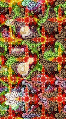 Çiçekli karalama şeklinde Raster çiçek deseni. Kırmızı ve bej renkli çiçekler. Yumuşak, yaz çiçekli arka plan.