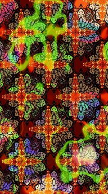 Eskiz klasiği. Renkli Bahar Teması eskiz kalıbı. Düz Çiçek Elementleri Tasarımı. Raster Şirin kumaş deseni.