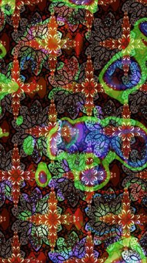 Raster illüstrasyonundaki çiçek desenli çizim. Kahverengi ve siyah renkte çiçekler.