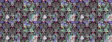 Gri renklerde. Raster illüstrasyonu. Gri renkli gri papatya deseni.