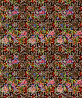 Kahverengi renkte yaz çiçekleri. Raster illüstrasyonu. Raster çiçek desenli ve çiçekli..