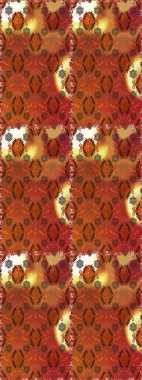 Raster Çiçek İllüstrasyonu güzel tekstil. Kahverengi ve turuncu renklerdeki etnik çiçeklerin pürüzsüz deseni.