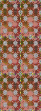 Renkli süs kenarı. Kusursuz desen. Hint süsü. Raster illüstrasyonu. Çiçek duvar kağıdı. Kahverengi ve gri renklerde.