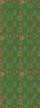 Yeşil ve kahverengi renkli çiçekler. Raster illüstrasyonunda kusursuz çiçek deseni.