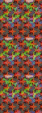 Kahverengi ve kırmızı renkte çiçekler. Raster illüstrasyonu. Kahverengi ve kırmızı renkte çiçek çizimi. Şatafatlı bahar bahçesi dokusu. Çiçek deseni.