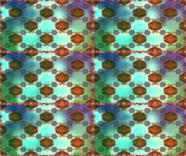 Raster düz çiçekleri pürüzsüz desen. Mavi ve yeşil renkli çiçekler. Tasarım hediye paketi, tebrik kartları, posterler ve afiş tasarımı.