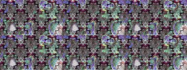 Gri renklerde. Raster illüstrasyonu. Gri renkli gri papatya deseni.