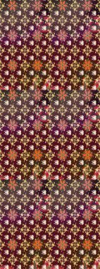 Tekstil, kumaş, ambalaj, hatıra defteri için hoş bir çiçek arkaplanı. Elle çizilmiş çiçek desenli Raster çizimi. Kahverengi arka planda. Çocuksu tasarım.