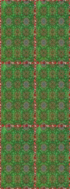 Yeşil ve kahverengi renkli çiçekler. Raster illüstrasyonunda kusursuz çiçek deseni.