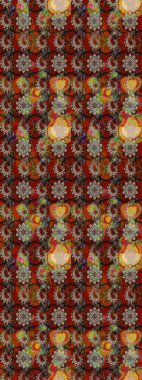 Sabıka fotoğraflarında, bebek kıyafetlerinde, duvar kâğıtlarında, paket kutularında falan kullanılabilir. Zarif, parlak ve eskiz kahverengi ve kırmızı çiçek desenli.