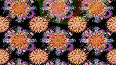 Raster çiçekli arka plan. Güzel eskiz şekli. Renkli Yaz Temalı eskiz kalıbı. Yazdır. Güzel kumaş deseni. Düz Çiçek Elementleri Tasarımı.