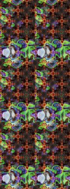 Raster illüstrasyonu. Çiçek çelengi. Güzel, parlak, pürüzsüz kumaş, tuval. Eski moda arka plan. Desen, çizim, çiçek sınırı. Kıvırcık, parlak örgü.