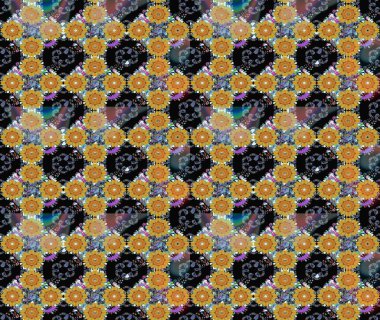 Siyah renklerde. Raster illüstrasyonu. 3D çiçekler, çizim.