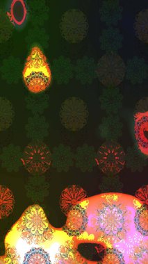 Raster güzel kumaş deseni çiziyor. Düz Çiçek Elementleri Tasarımı. Renkli Bahar Teması eskiz kalıbı. Çiçek deseni.