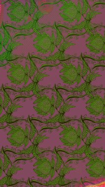 Suluboya elle çizilmiş çiçek desenli eskiz deseni. Parlak renkli fantezi çiçekleri, yapraklar, yeşil renkli tomurcuklar.