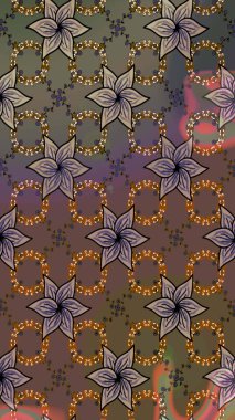 Düz Çiçek Elementleri Tasarımı. Çiçeksel fantezi tasarımı ve parlak bir arka plan çizimi. Renkli Bahar Teması çizim şablonu.