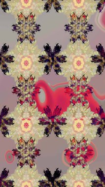 Renkli Yaz Temalı eskiz kalıbı. Sevimli çiçek raster deseni. Düz Çiçek Elementleri Tasarımı. Bej renkte çiçekler.