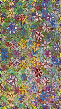 Çiçeksiz desenli arka plan. Renkli Bahar Temalı Kusursuz Arkaplan. Yeşil renkli çiçekler. Düz Çiçek Elementleri Tasarım Raster illüstrasyonu.