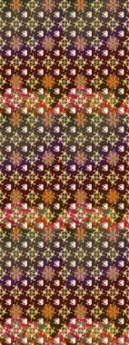 Modern çiçek arkaplanı. Halk tarzı. Moda baskıları için zarif bir şablon. Parlak renkli çiçekleri ve kahverengi yaprakları olan harika bir çiçek deseni..