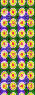 Raster illüstrasyonundaki çiçek desenli çizim. Suluboya tarzında yeşil renkte çiçekler.