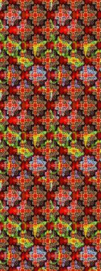 Kibar, yaz çiçekleri kırmızı ve siyah renklerde. Küçük çiçekteki sevimli çiçek deseni. Raster illüstrasyonu. Raster deseni.