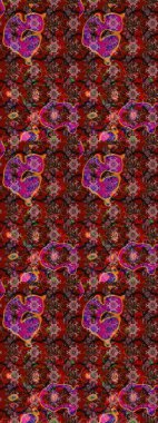 Sevimli çiçek raster deseni. Düz Çiçek Elementleri Tasarımı. Sketch Colour Spring Theme eskiz kalıbı. Kahverengi ve kırmızı renkte çiçekler.