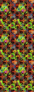 Renkli Bahar Teması eskiz kalıbı. Düz Çiçek Elementleri Tasarımı. Raster illüstrasyonu. Çiçek desenli çizim. Güzel kumaş deseni. Asya tekstil tarzında.