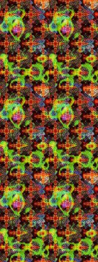 Renkli Bahar Teması eskiz kalıbı. Düz Çiçek Elementleri Tasarımı. Raster illüstrasyonu. Çiçek desenli çizim. Güzel kumaş deseni. Asya tekstil tarzında.