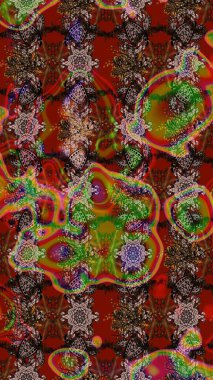 Raster deseni. Soyut çiçek çizim kalıbı arka planı. Renklerle. Raster illüstrasyonu. Küçük çiçekte sevimli çiçek deseni var..