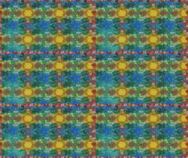 Çiçekli, pürüzsüz bir desen. Yumuşak, bahar çiçekleri mavi ve yeşil renklerde. Raster çiçekleri klasik tarzda çizilmiş. Raster illüstrasyonu.