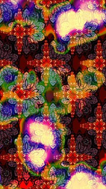 Kahverengi ve siyah renkli çiçekler. Raster illüstrasyonundaki çiçek desenli çizim. Renkli Bahar Teması eskiz kalıbı. Düz Çiçek Elementleri Tasarımı.