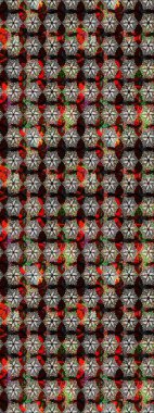 Raster illüstrasyonu. Siyah renklere karalamalı çiçek deseni çiz.