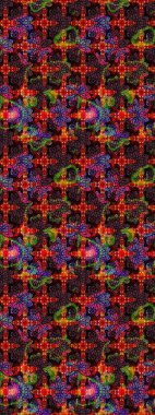 Siyah ve kahverengi renkte etnik çiçeklerle süslenmiş zarif bir eskiz. Raster Çiçek İllüstrasyonu güzel tekstil..