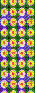 Raster illüstrasyonundaki çiçek desenli çizim. Suluboya tarzında yeşil renkte çiçekler.