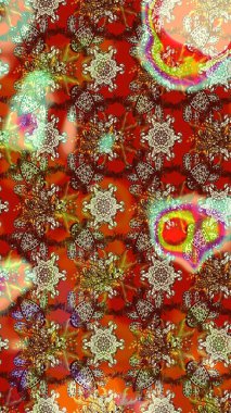 Raster illüstrasyonundaki çiçek desenli çizim. Kahverengi ve kırmızı renkte çiçekler. Renkli Bahar Teması eskiz kalıbı. Düz Çiçek Elementleri Tasarımı.