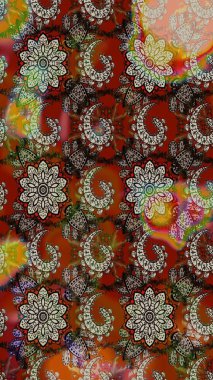 Kabile sanatı boho baskısı, klasik çiçek arkaplanı. Soyut etnik raster çizim kalıbı. Arkaplan dokusu, duvar kağıdı, çiçek teması.