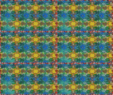 Çiçekli, pürüzsüz bir desen. Yumuşak, bahar çiçekleri mavi ve yeşil renklerde. Raster çiçekleri klasik tarzda çizilmiş. Raster illüstrasyonu.